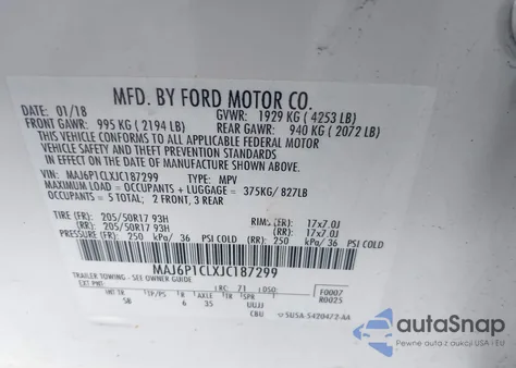 2018 Ford Ecosport Ses from USA, damaged, VIN MAJ6P1CLXJC187299